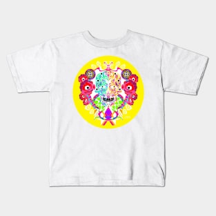 floral catrina ecopop in circle of life the yggdrasil tree pattern in light Kids T-Shirt